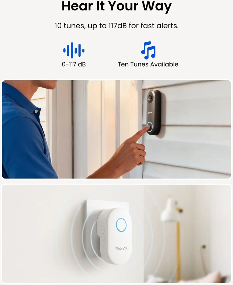 Reolink laidinis vaizdo durų skambutis PoE 5 MP, 180° matymo kampas Doorbell-P