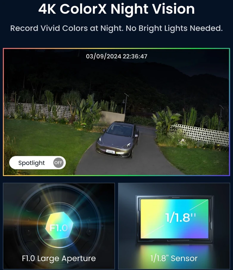 Reolink lauko belaidė stebėjimo kamera su saulės baterija, 4K, naktinis matymas, Wi-Fi, Altas PT Ultra
