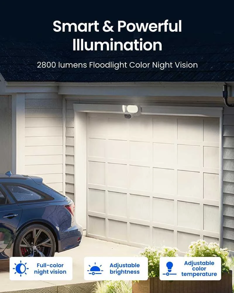 Reolink lauko PoE vaizdo stebėjimo kamera, 16 MP, 180° kampas, 2800 lm pašvietimas, Elite Pro Floodlight PoE