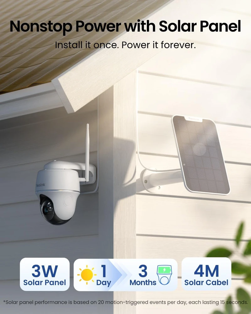 Reolink lauko PTZ IP kamera su saulės įkrovimu, Wi-Fi, 5 MP, 355°/140°, Argus PT + Solar Panel