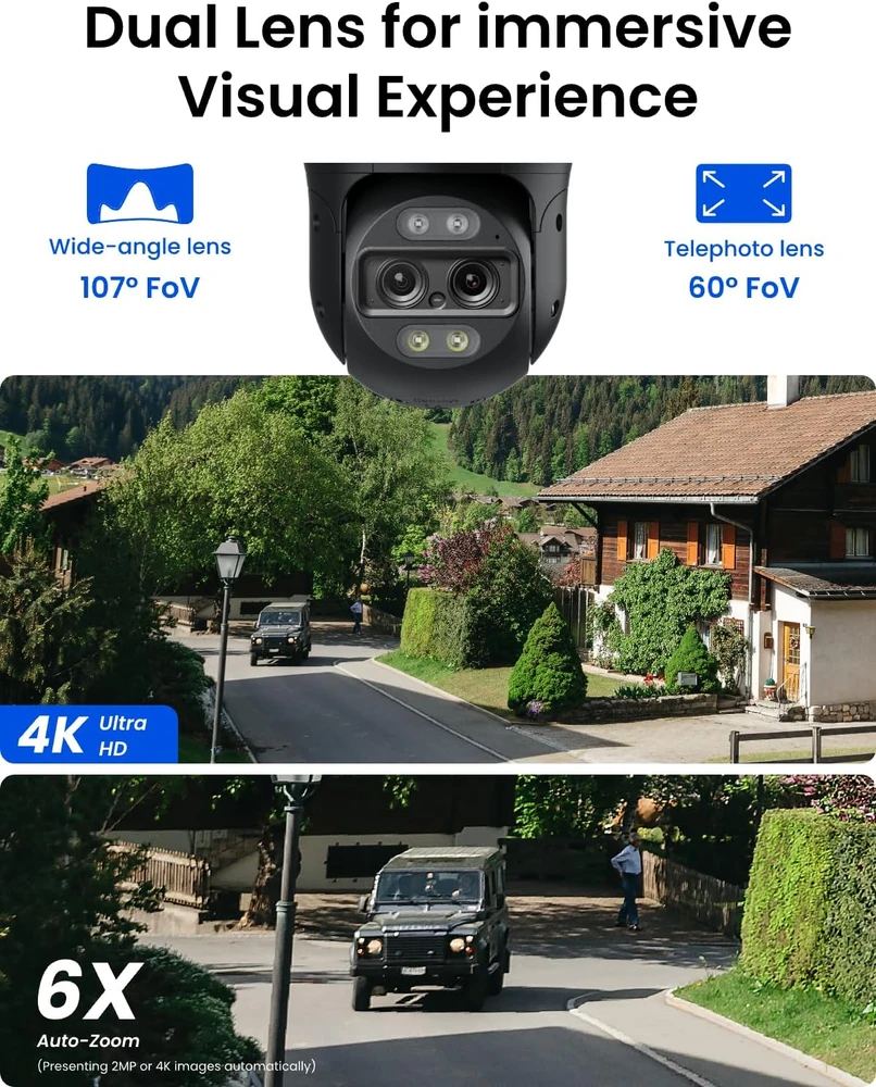 Reolink lauko PTZ IP kamera TrackMix POE-G, 4K, su dviem objektyvais ir 6x hibridiniu priartinimu