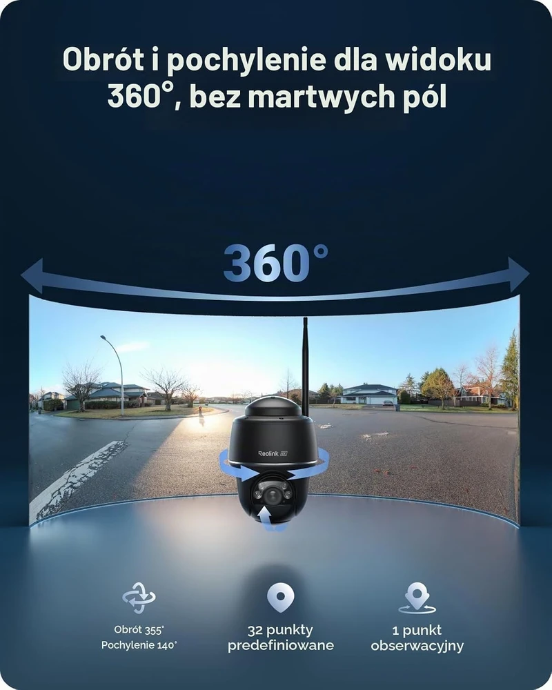 Reolink lauko PTZ Wi-Fi kamera 4K 8 MP su saulės skydeliu Argus PT Ultra-B