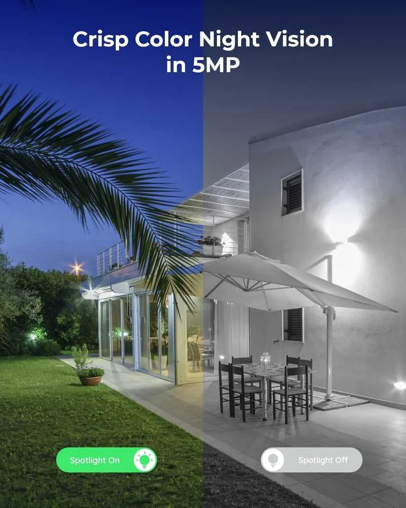 Reolink lauko saulės kamera su 5MP raiška, Wi-Fi 2.4/5GHz, spalvotu naktiniu matymu, Argus Eco Pro+Solar Panel