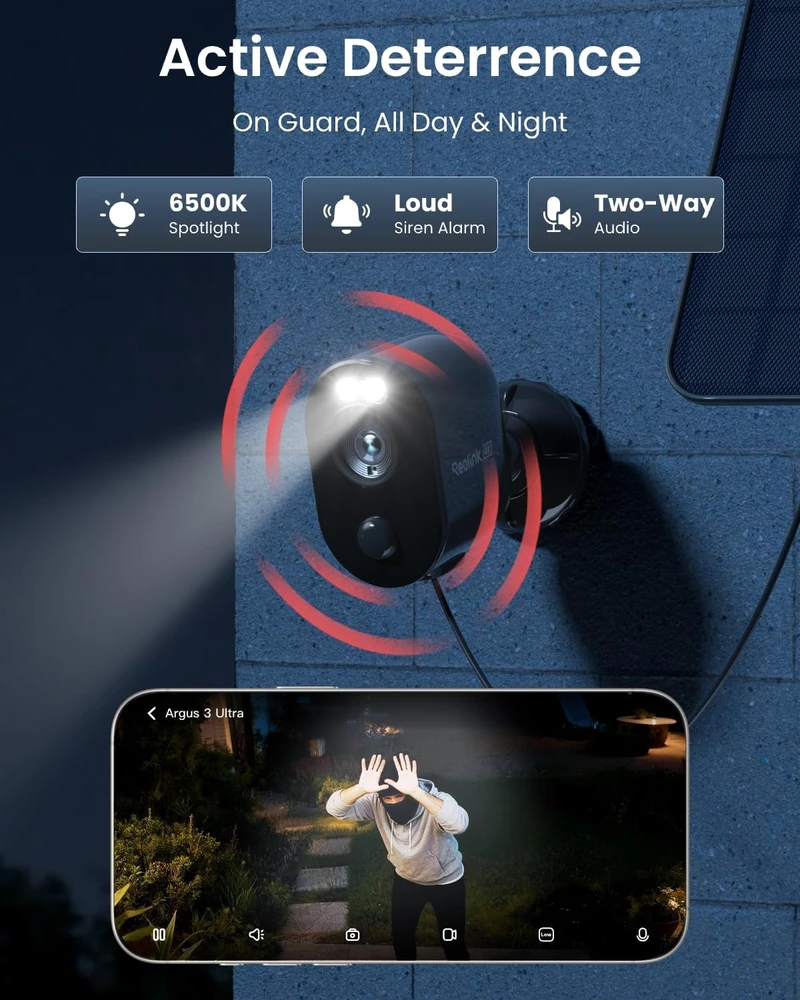Reolink lauko vaizdo kamera 4K su saulės skydeliu, Wi-Fi, Argus 3 Ultra+Solar Panel