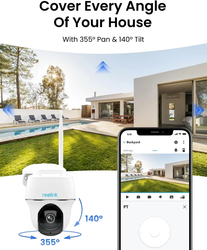 Reolink lauko Wi-Fi kamera Argus PT Plus 2K 4 MP su saulės baterija