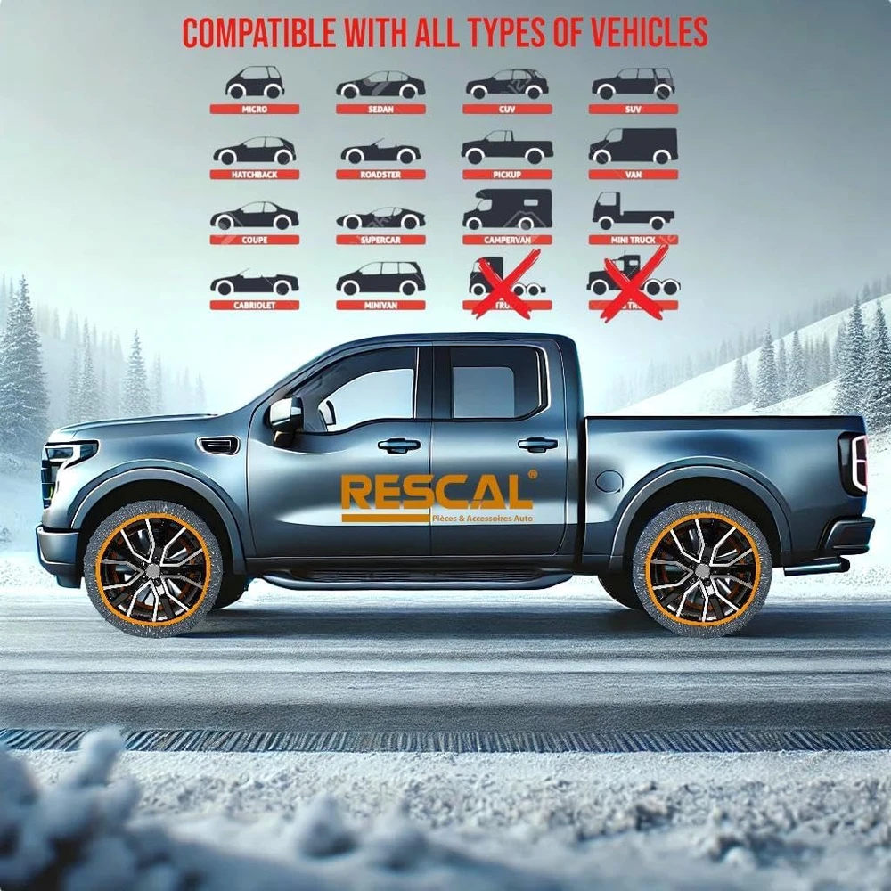 RESCAL tekstilinės sniego kojinės automobilių padangoms, 18 colių, X-LARGE