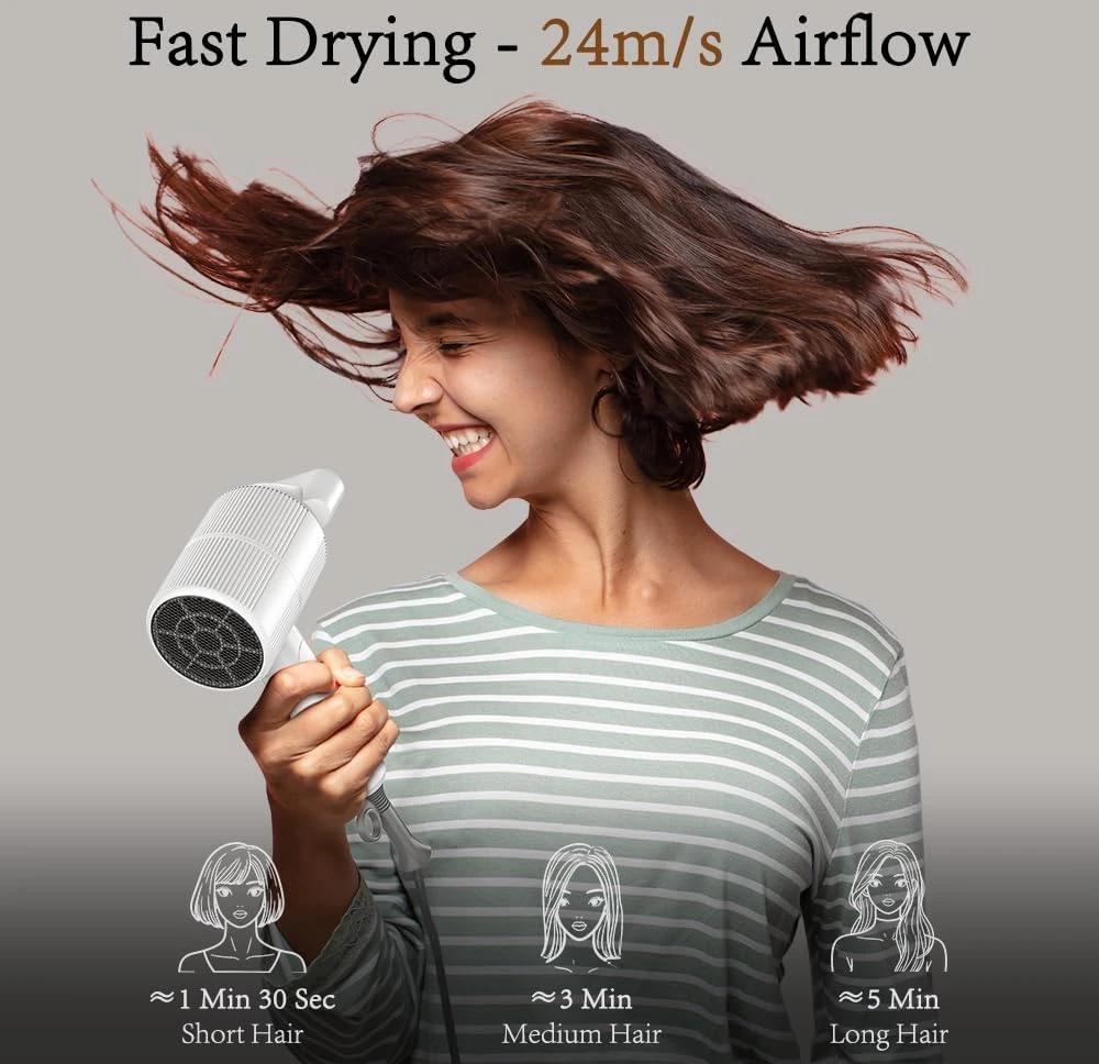Rescien kelioninis plaukų džiovintuvas 2000 W su jonų technologija, difuzoriumi ir koncentratoriumi CFJ-10