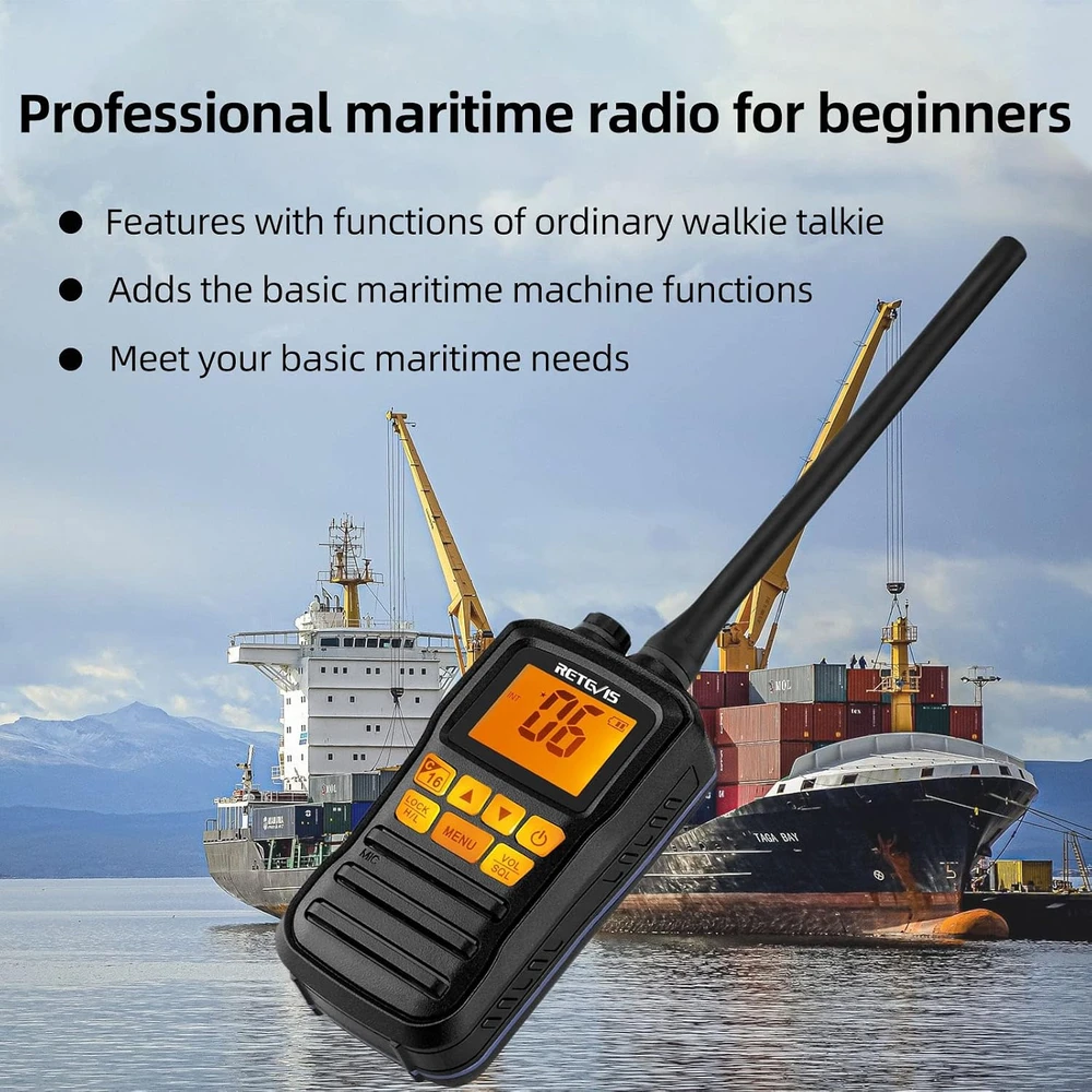 Retevis jūrinė nešiojamoji racija RM01 VHF, 88 kanalai, IP67, EUA9230A