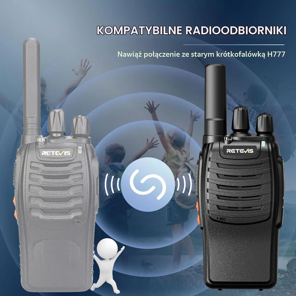 Retevis PMR446 nešiojamos racijos su USB-C įkrovimu, 16 kanalų, 2 vnt., H777