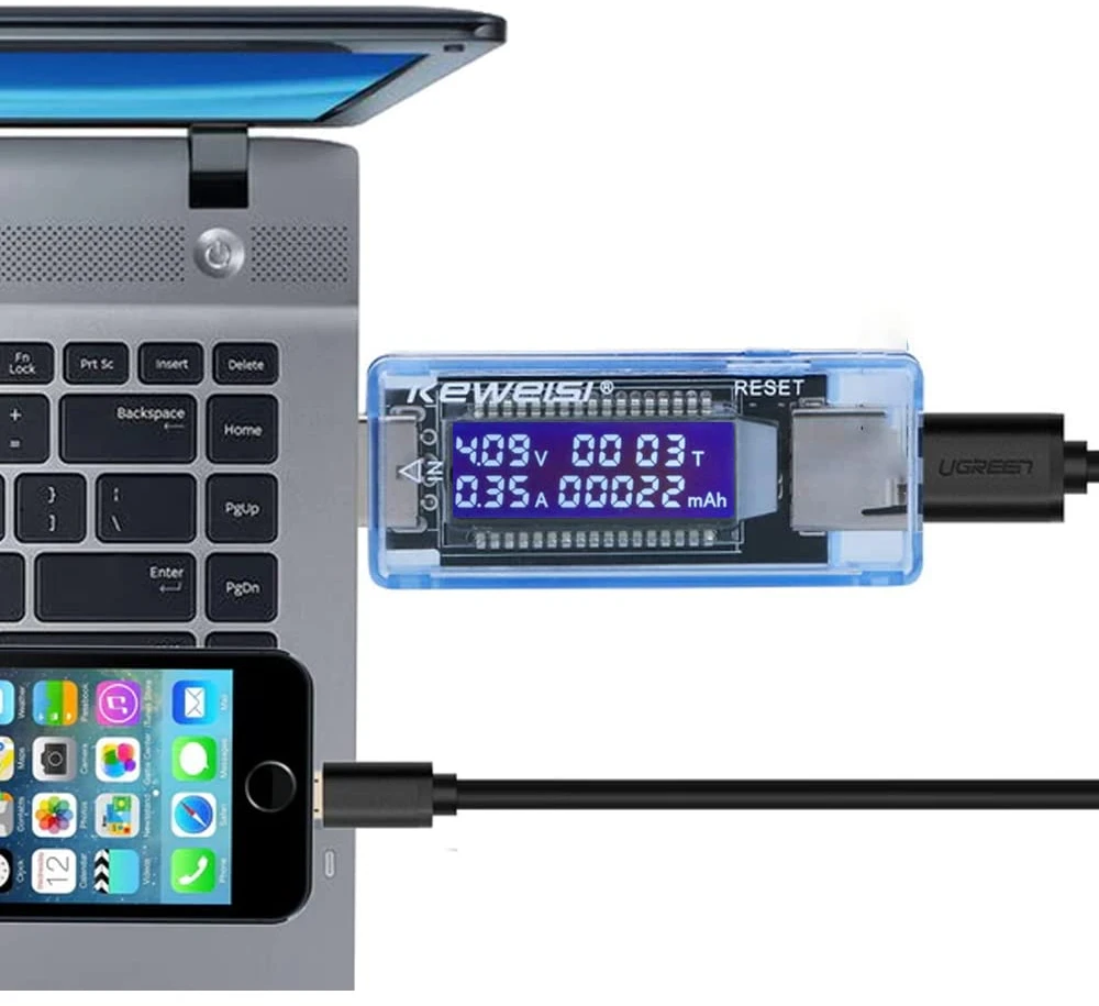 Retoo Miernik USB voltmetras, ampermetras, įtampos testeris
