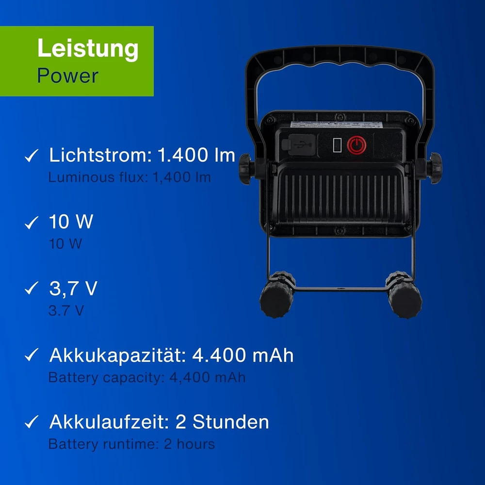 REV LED darbo lempa 10 W 1400 lm IP54 su akumuliatoriumi 2709300200
