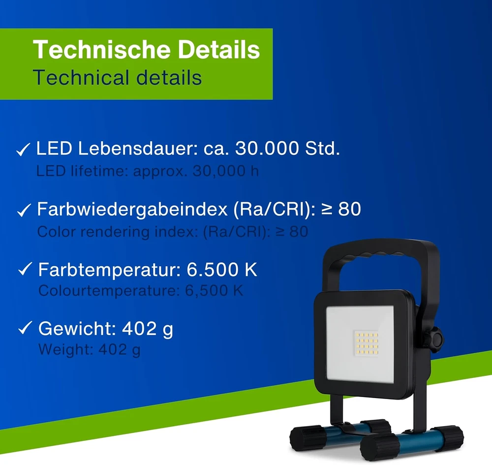 REV LED darbo lempa 10 W 1400 lm IP54 su akumuliatoriumi 2709300200