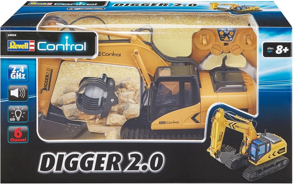 Revell Control nuotoliniu būdu valdomas vikšrinis ekskavatorius 2,4 GHz, 1:16, Digger 2.0 24924