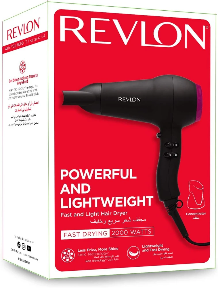 Revlon plaukų džiovintuvas Fast & Light 2000 W su jonizacija RVDR5823UK