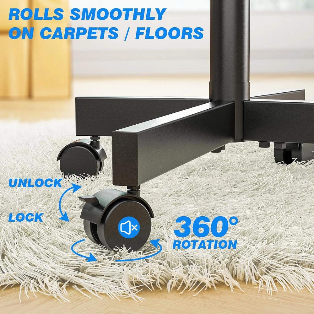 Rfiver mobilus televizoriaus stovas su ratukais 27–60 colių ekranams, VESA 400 × 400 mm, MT2004