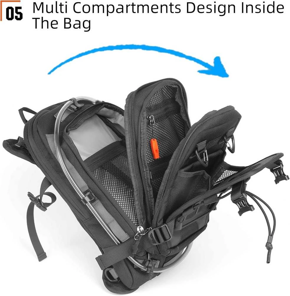 Rhinowalk motociklo bako krepšys su MOLLE sistema, 1,5 l, juodas