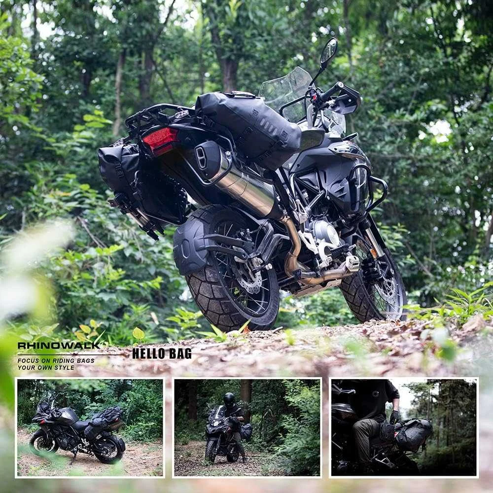 Rhinowalk vandeniui atsparūs 28 l motociklo šoniniai krepšiai iš PVC, modelis MT1428