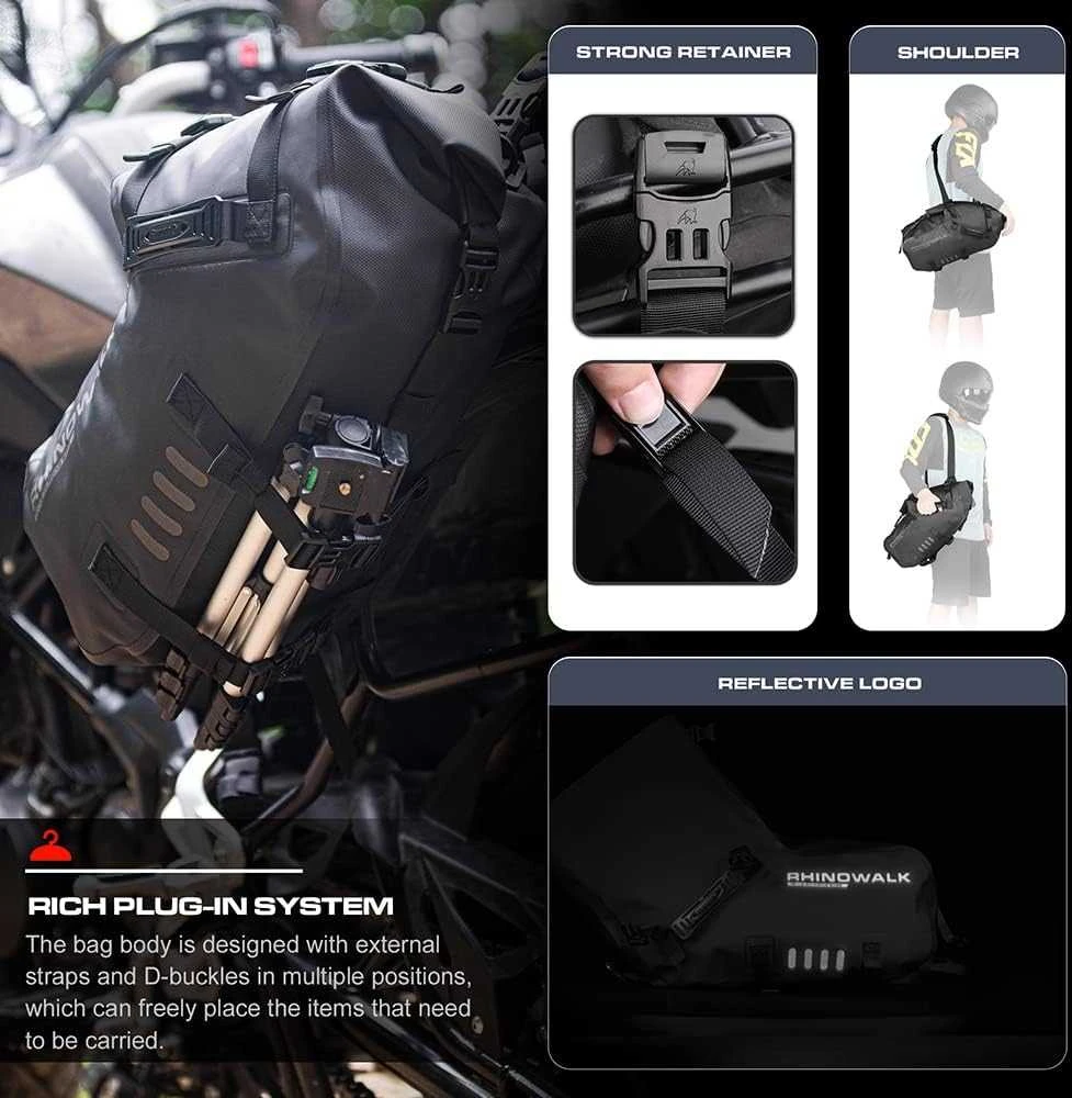 Rhinowalk vandeniui atsparūs 28 l motociklo šoniniai krepšiai iš PVC, modelis MT1428