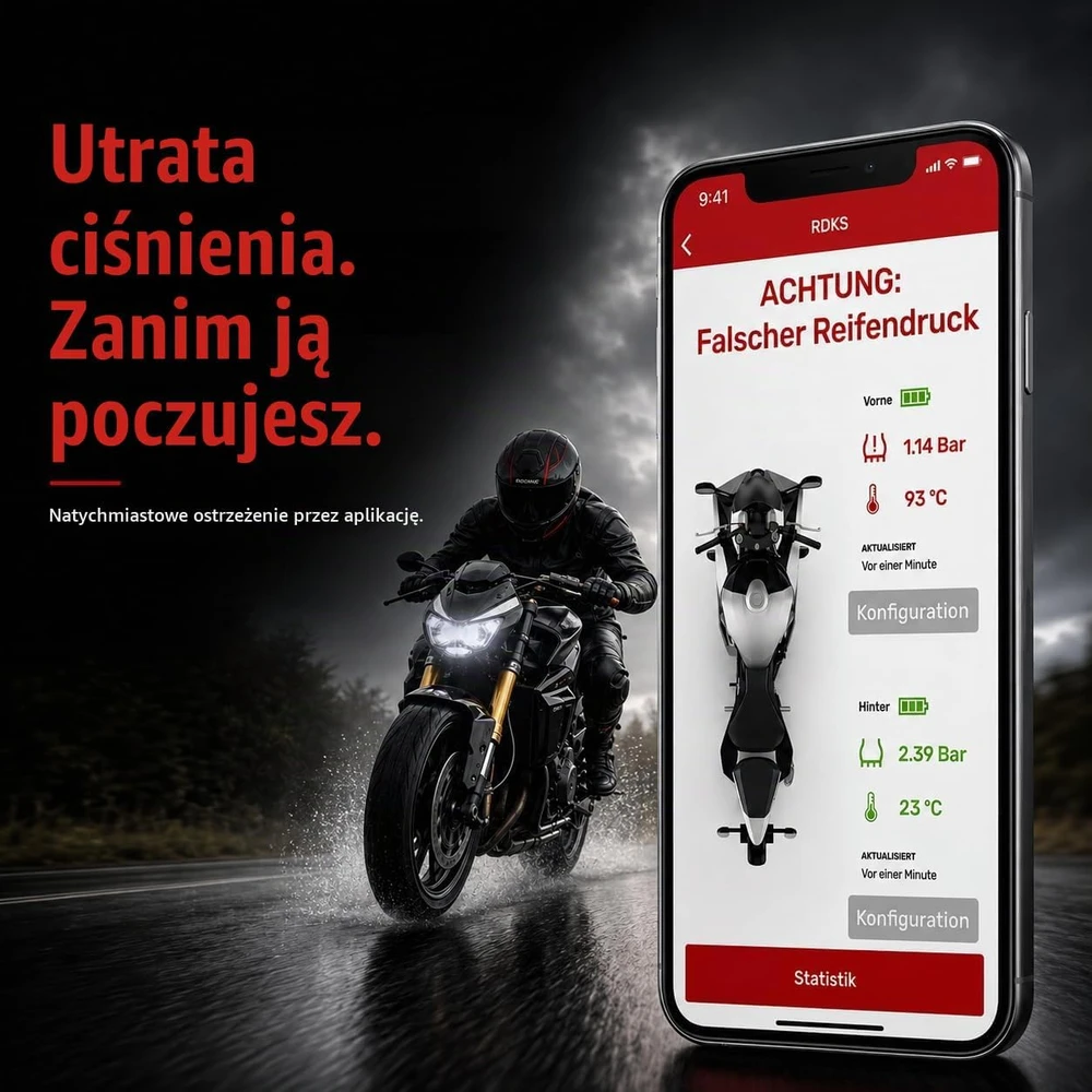 RideLink motociklo padangų slėgio jutikliai TPMS Bluetooth 5.0, 2 vnt., rdl_f_0001