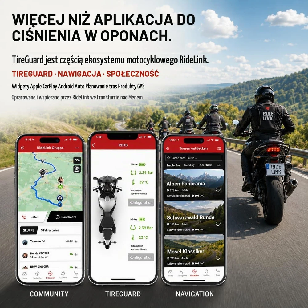 RideLink motociklo padangų slėgio jutikliai TPMS Bluetooth 5.0, 2 vnt., rdl_f_0001