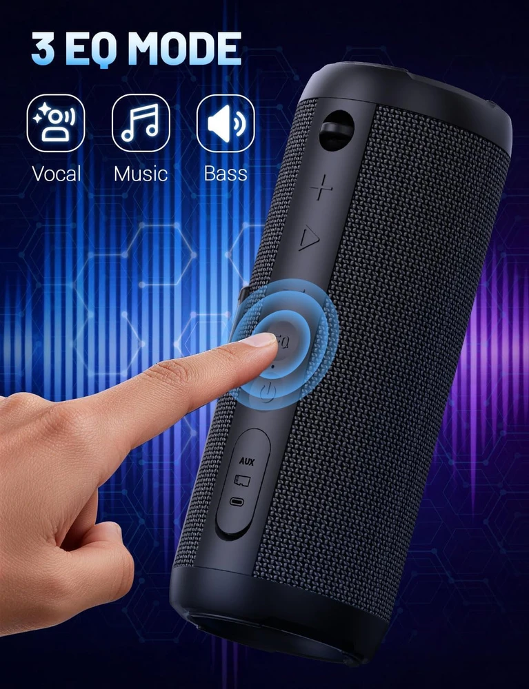 RIENOK belaidė Bluetooth kolonėlė 30 W su žemais dažniais, IPX7, RGB apšvietimas, S1 mini