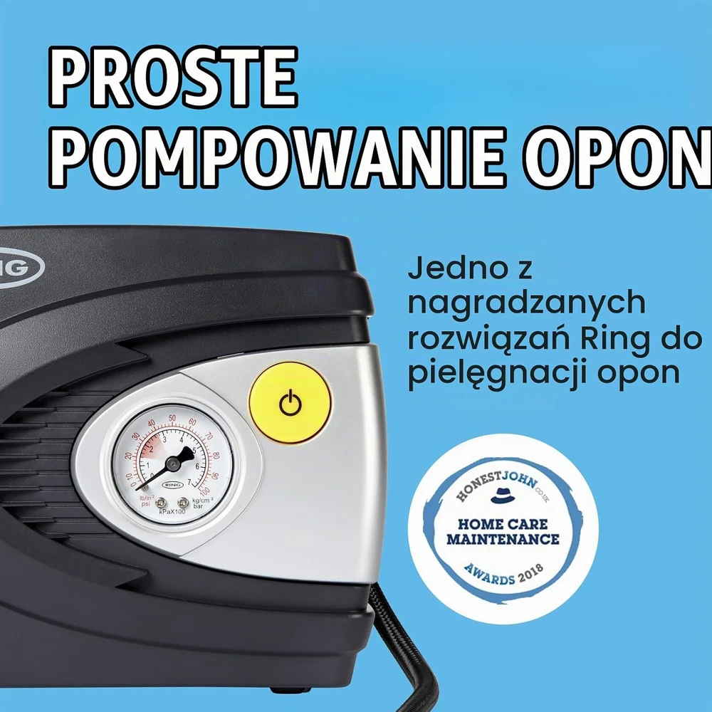 Ring automobilinis oro kompresorius 12 V 85 W su 3 m žarna RAC610