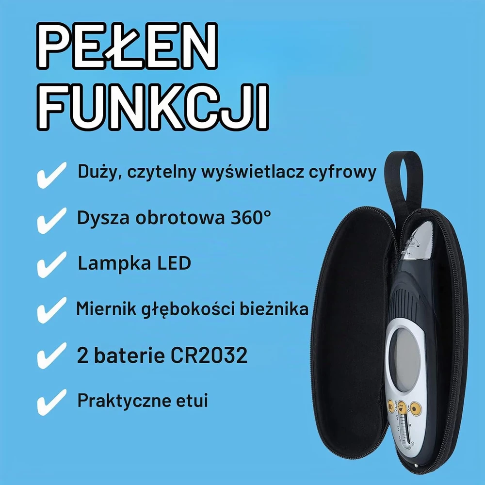 Ring skaitmeninis padangų slėgio matuoklis su protektoriaus gylio matuokliu ir LED RTG6