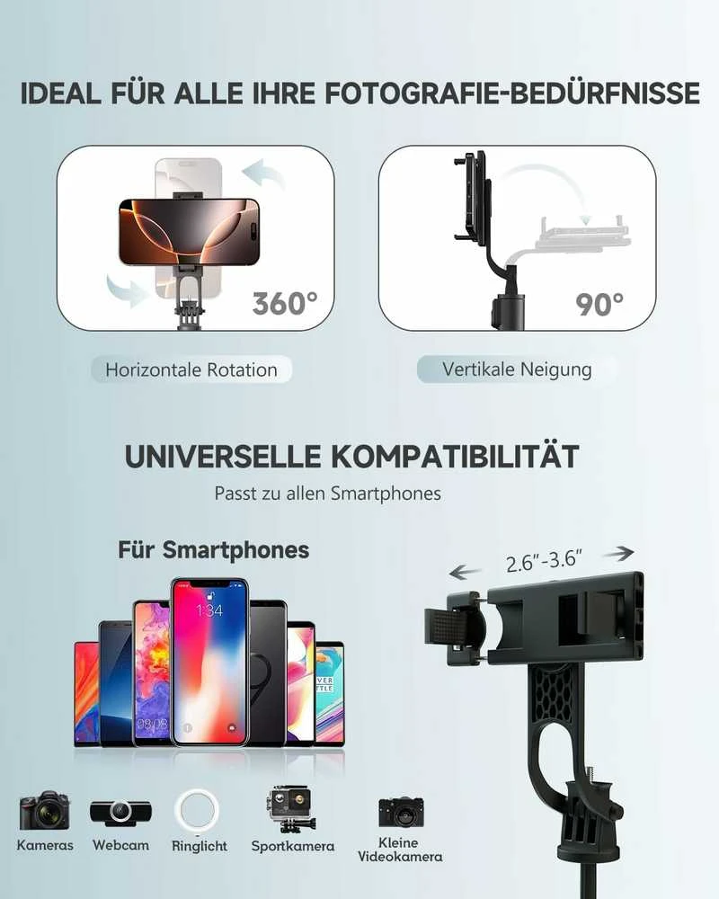 RISEOFLE 180 cm aliumininis lengvas telefono trikojis ir selfie lazda su bevieliu pulteliu