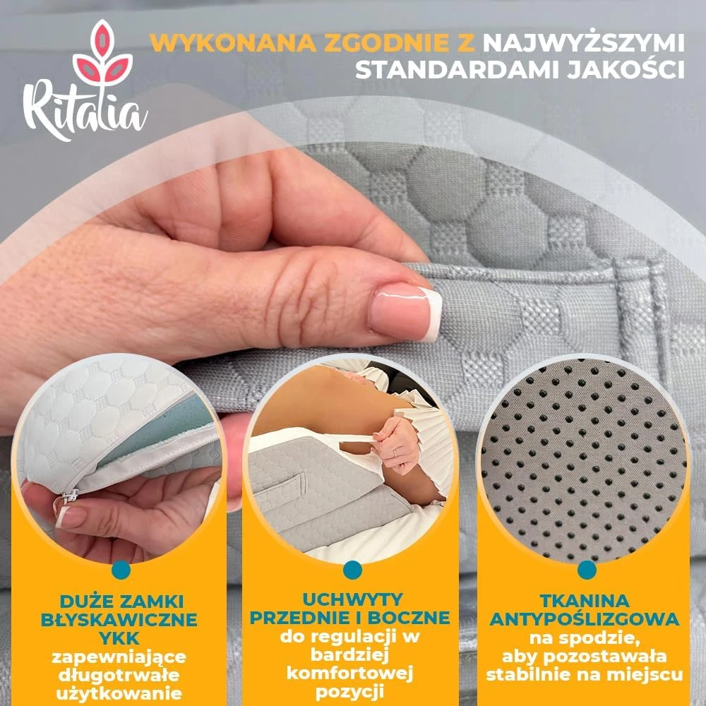 Ritalia ortopedinė kojų pakėlimo pagalvė su atminties putomis ir 3 reguliuojamais aukščiais
