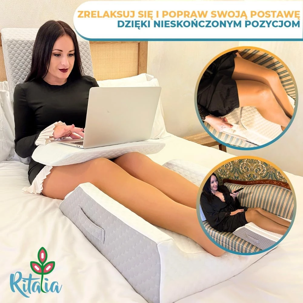 Ritalia ortopedinė kojų pakėlimo pagalvė su atminties putomis ir 3 reguliuojamais aukščiais