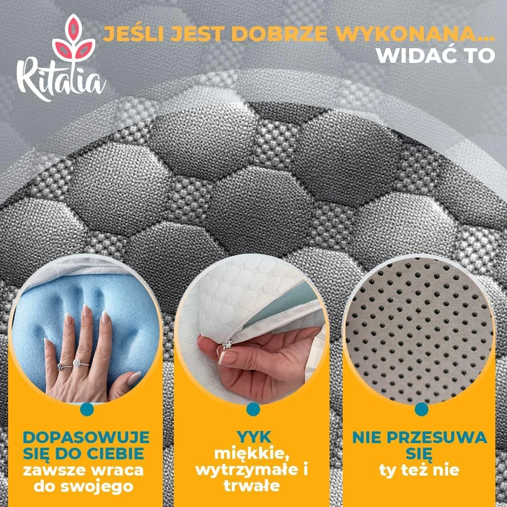 Ritalia priešrefliuksinė pleištinė pagalvė su geliniu viskoelastiniu putplasčiu 65 x 90 x 20 cm