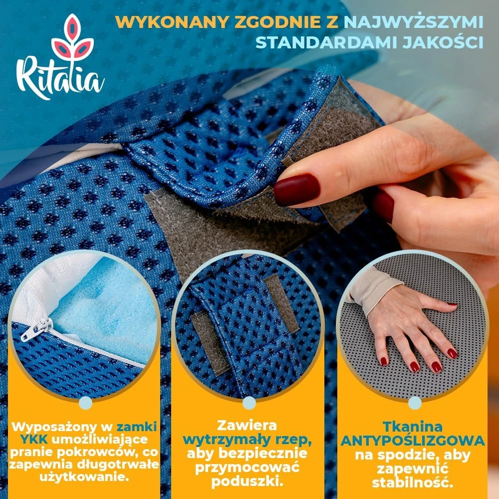 Ritalia reguliuojama skaitymo pagalvė su gelio putomis, 60 x 60 x 30 cm, Ritalia
