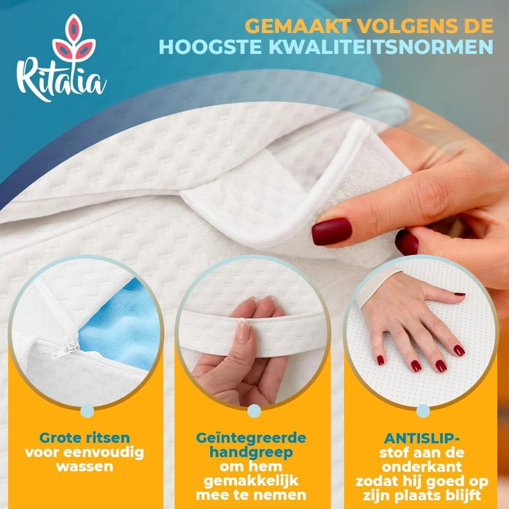 Ritalia reguliuojama skaitymo pleištinė pagalvė 60 x 60 x 30 cm su viskoelastinėmis putomis
