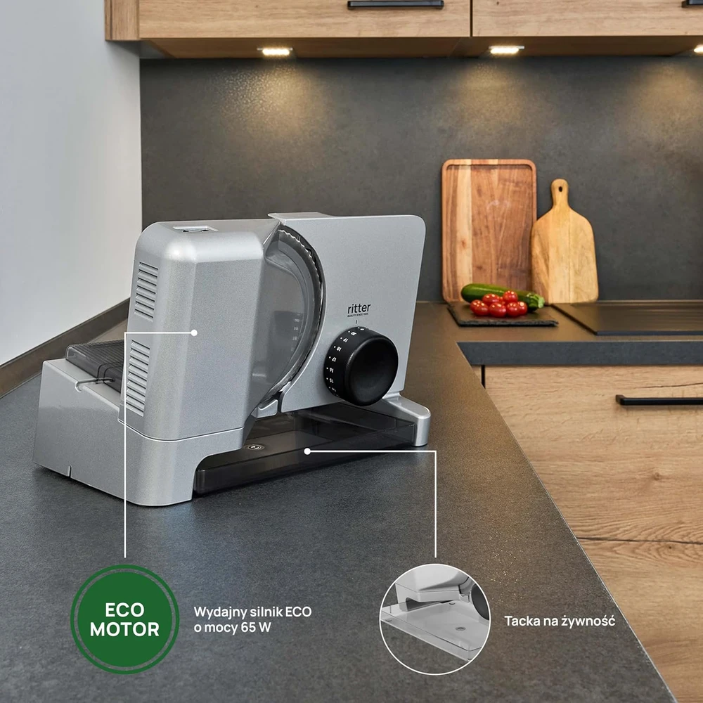 Ritter elektrinė maisto pjaustyklė, metalinis korpusas, 65 W, sidabrinė, 515.001