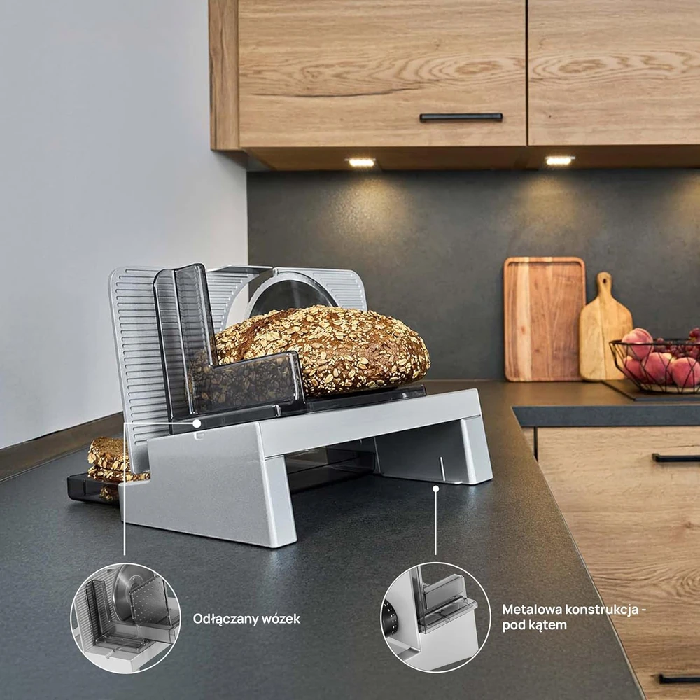 Ritter elektrinė maisto pjaustyklė, metalinis korpusas, 65 W, sidabrinė, 515.001