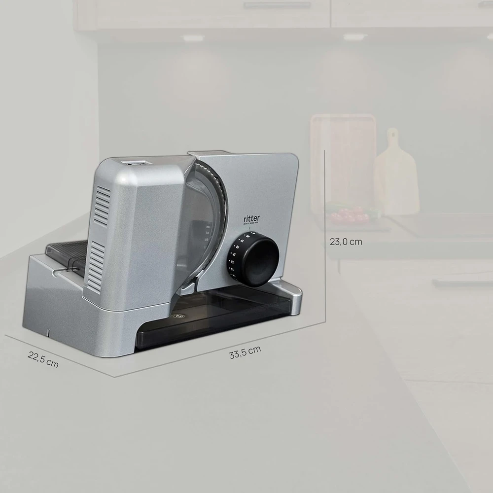 Ritter elektrinė maisto pjaustyklė, metalinis korpusas, 65 W, sidabrinė, 515.001