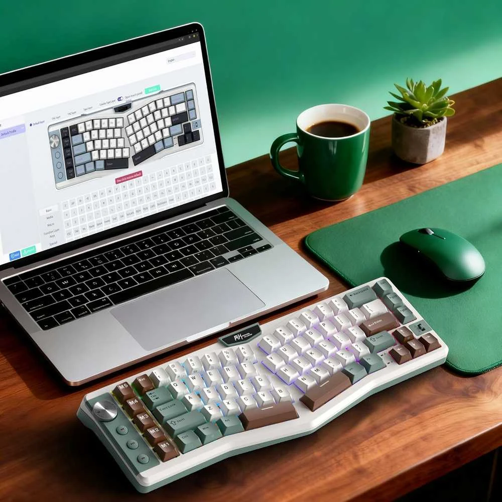 RK ROYAL KLUDGE A72 ergonomiška belaidė mechaninė klaviatūra, QWERTY, 68 % Alice, 72 klavišai, 7500 mAh
