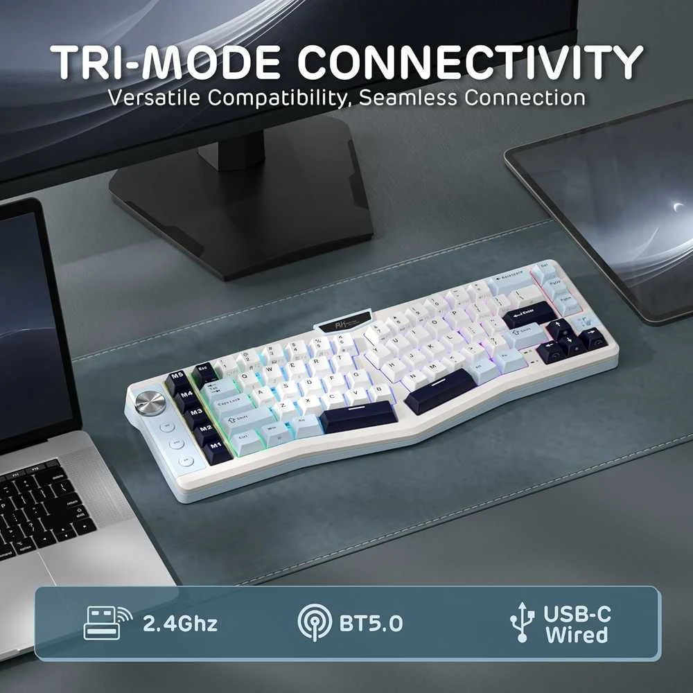 RK ROYAL KLUDGE belaidė mechaninė klaviatūra Alice 68 % 72 klavišai, RGB, Hot-Swap, QWERTY, 7500 mAh