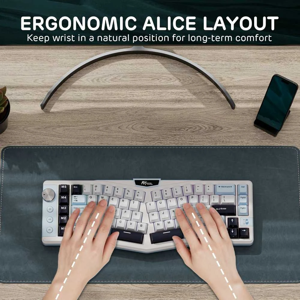 RK ROYAL KLUDGE belaidė mechaninė klaviatūra Alice 68 % 72 klavišai, RGB, Hot-Swap, QWERTY, 7500 mAh