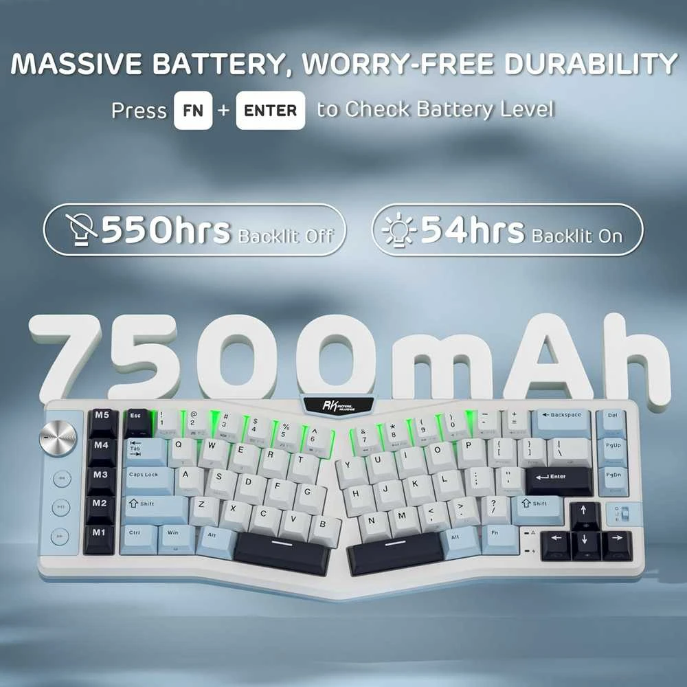 RK ROYAL KLUDGE belaidė mechaninė klaviatūra Alice 68 % 72 klavišai, RGB, Hot-Swap, QWERTY, 7500 mAh