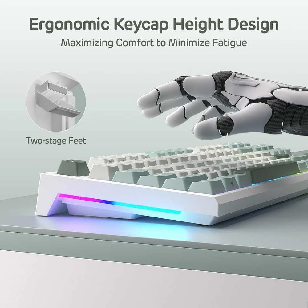 RK ROYAL KLUDGE C87 HE mechaninė žaidimų klaviatūra, 87 klavišai, RGB, magnetiniai Hall jungikliai, USB-C