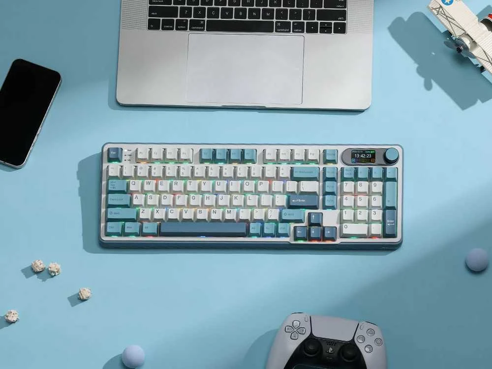 RK ROYAL KLUDGE mechaninė belaidė klaviatūra su ekranu, RGB apšvietimas, 96 klavišai, S98