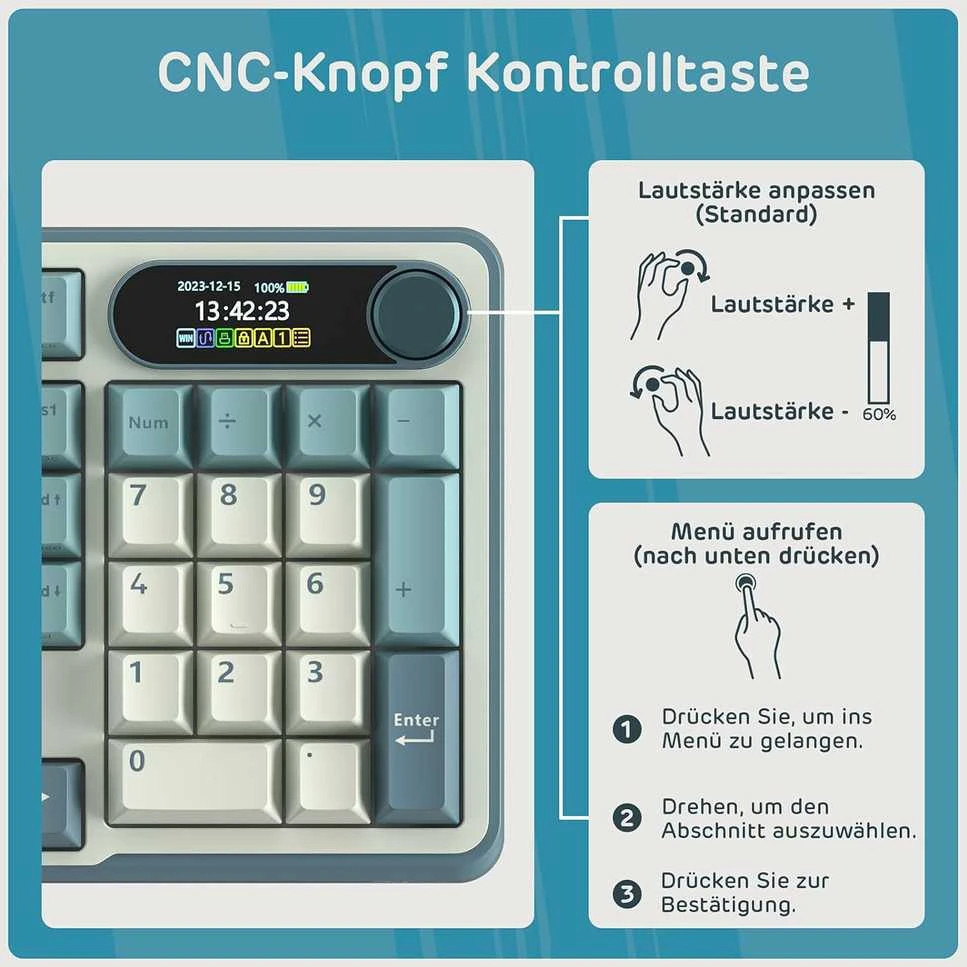 RK ROYAL KLUDGE mechaninė belaidė klaviatūra S98, 98 klavišai, QWERTZ, Bluetooth, USB-C, Hot-Swap