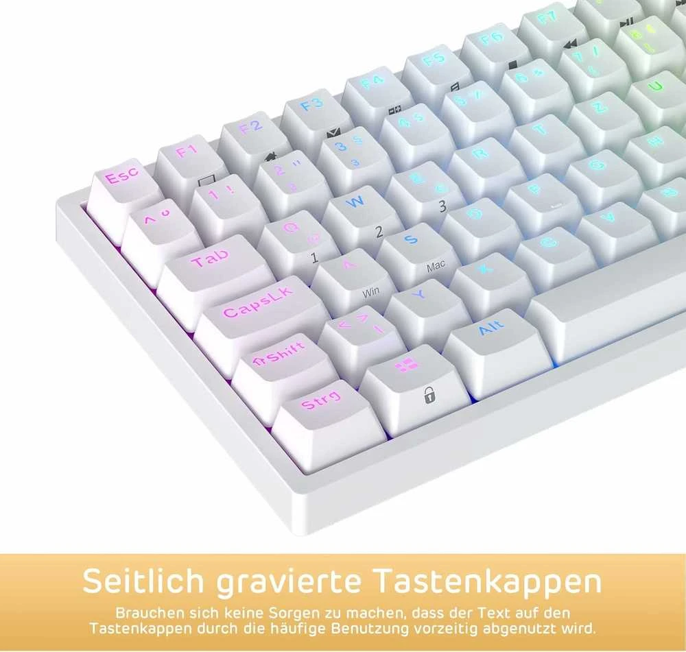 RK ROYAL KLUDGE mechaninė belaidė žaidimų klaviatūra 75 % TKL, 85 klavišai, QWERTZ, RGB, RK84-DE