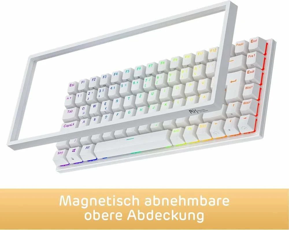 RK ROYAL KLUDGE mechaninė belaidė žaidimų klaviatūra 75 % TKL, 85 klavišai, QWERTZ, RGB, RK84-DE