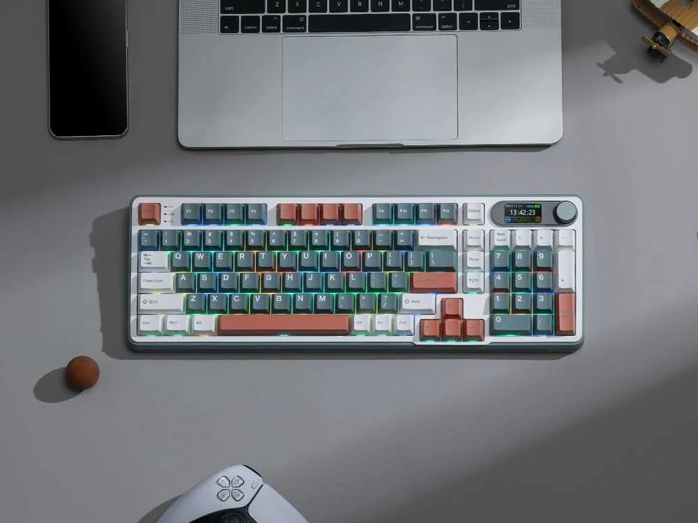RK ROYAL KLUDGE mechaninė klaviatūra, 98 klavišų, belaidė BT / 2,4 GHz/USB-C, RGB, S98