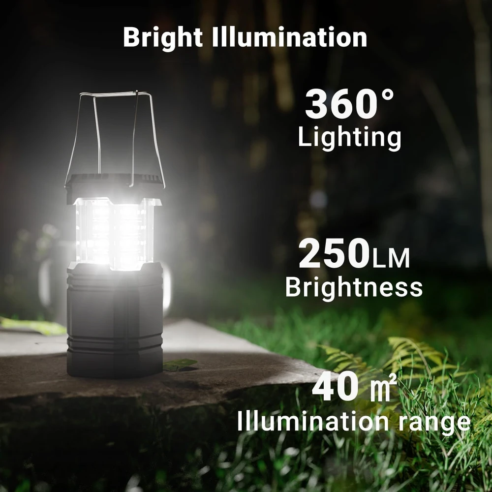 ROCAM LED kempingo lempa su įkraunamas akumuliatorius, saulės ir USB įkrovimu, 200 lm, IPX4, CL1000