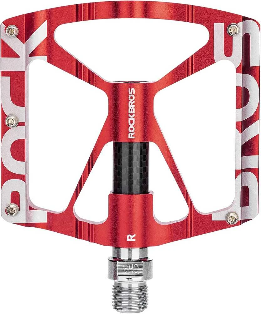 ROCKBROS aliuminio dviratininko pedalai MTB 9/16 su sandariais guoliais, juodi/raudoni