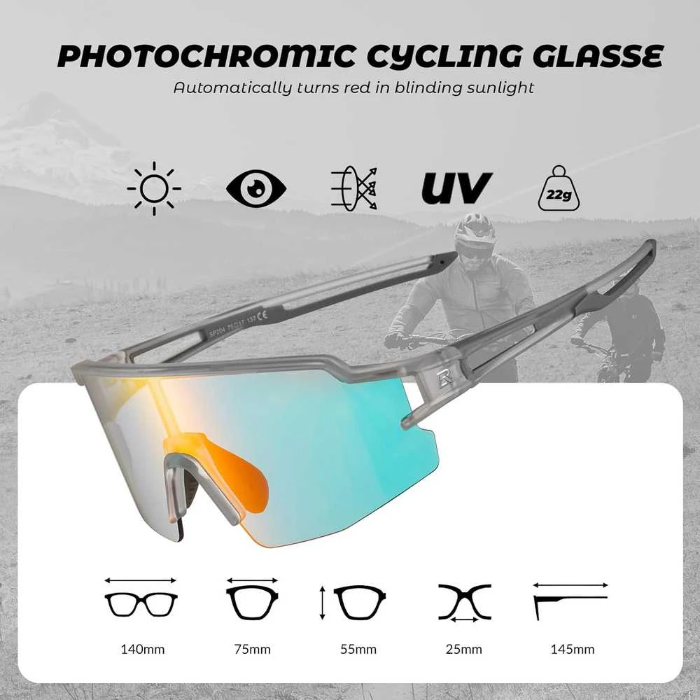 ROCKBROS fotochrominiai dviratininko akiniai UV400 su permatomomis lęšiais, vėjo nepraleidžiantys, modelis 10179/RBS