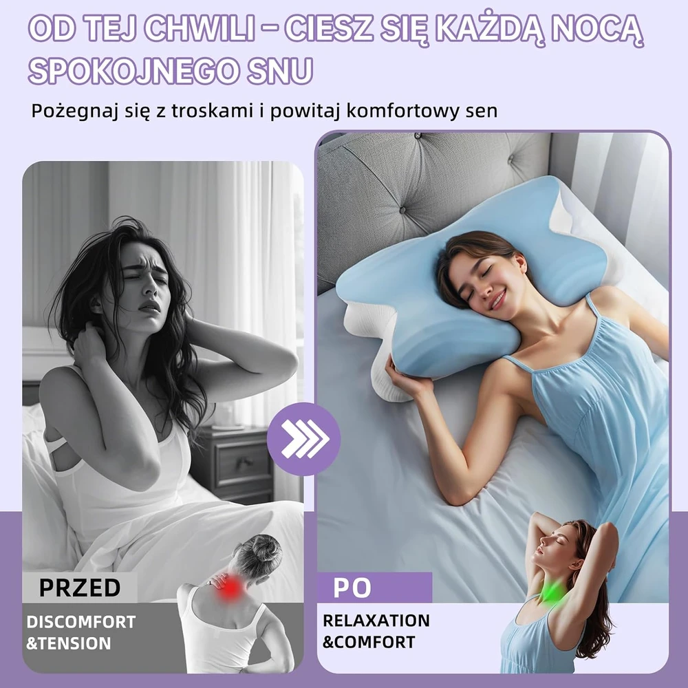 Rokehr ergonominė ortopedinė kaklo pagalvė iš atminties putų 62 × 42 cm ZSY302